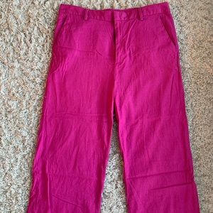 Pink linen cropped pants